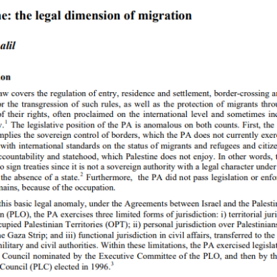 Palestine: the legal dimension of migration (2007)