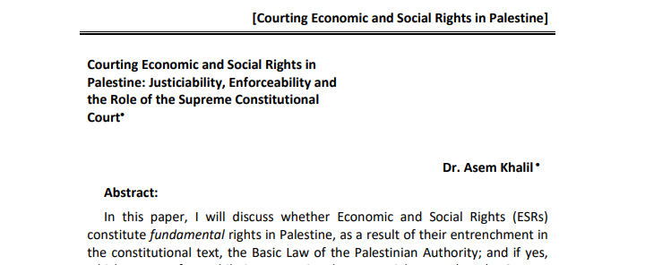 Courting Economic and Social Rights in Palestine